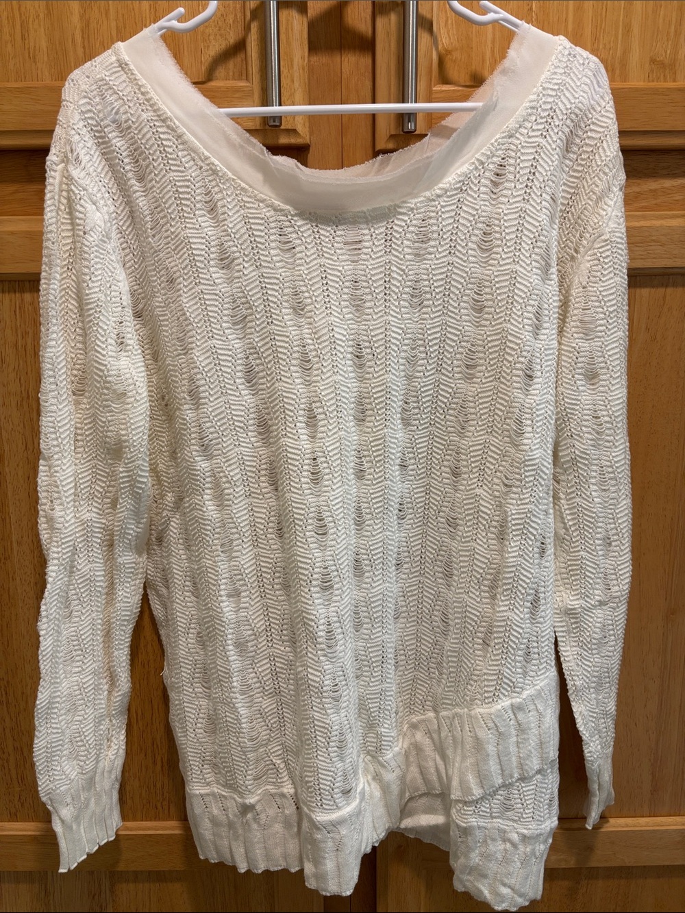 mark. White Open-Knit Scoop Neck Sweater 100% Cotton Size XXL